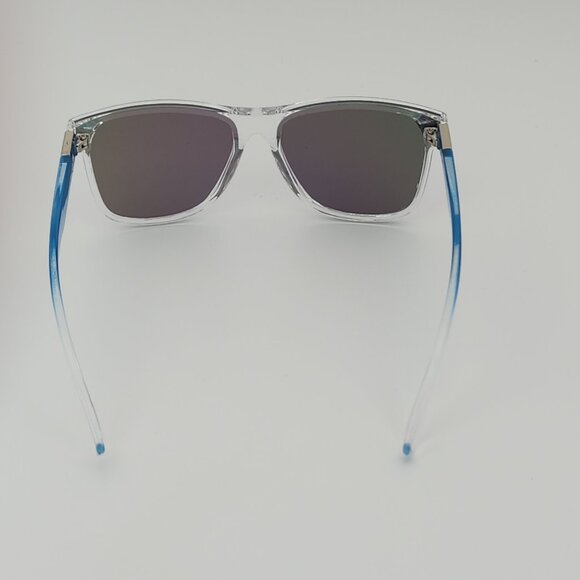 Quiksilver Round Flat Lens Sunglasses Clear Frame Blue Arms Blue-Mirror Lens - Picture 9 of 12